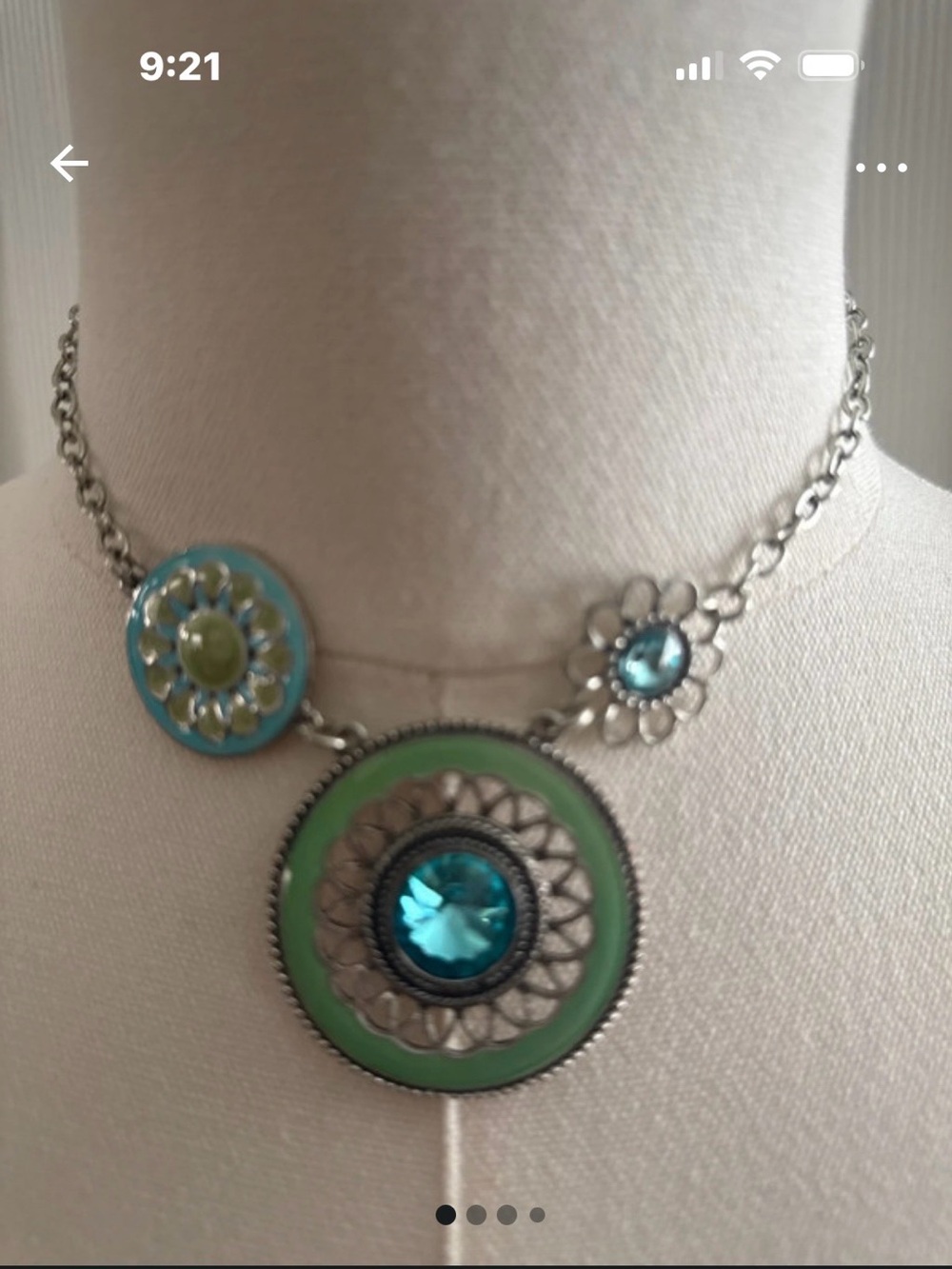 Lia Sophia Botanica Teal Enamel Statement Choker Necklace